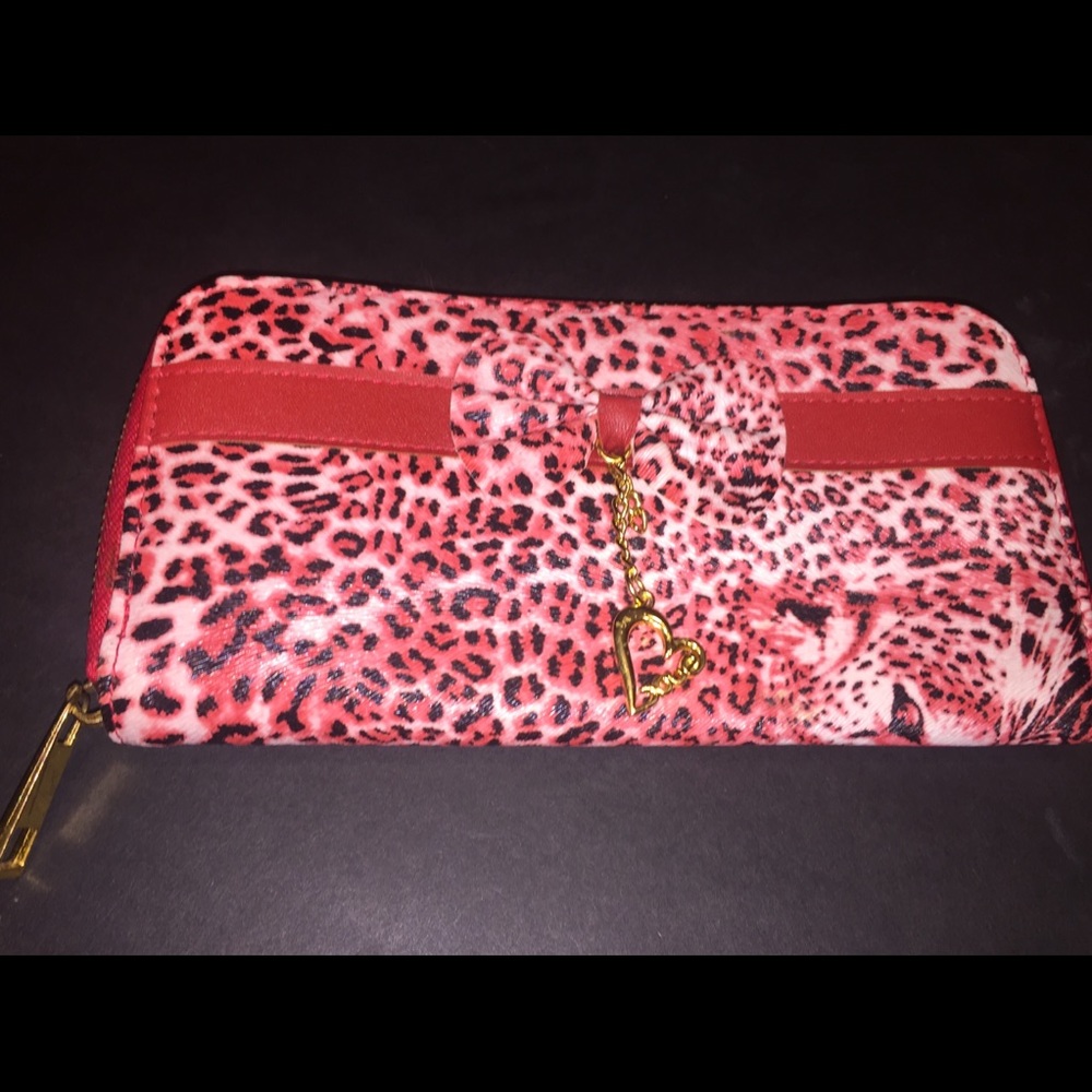 Red Leopard Print, Bow-Tie, Love Heart Wallet